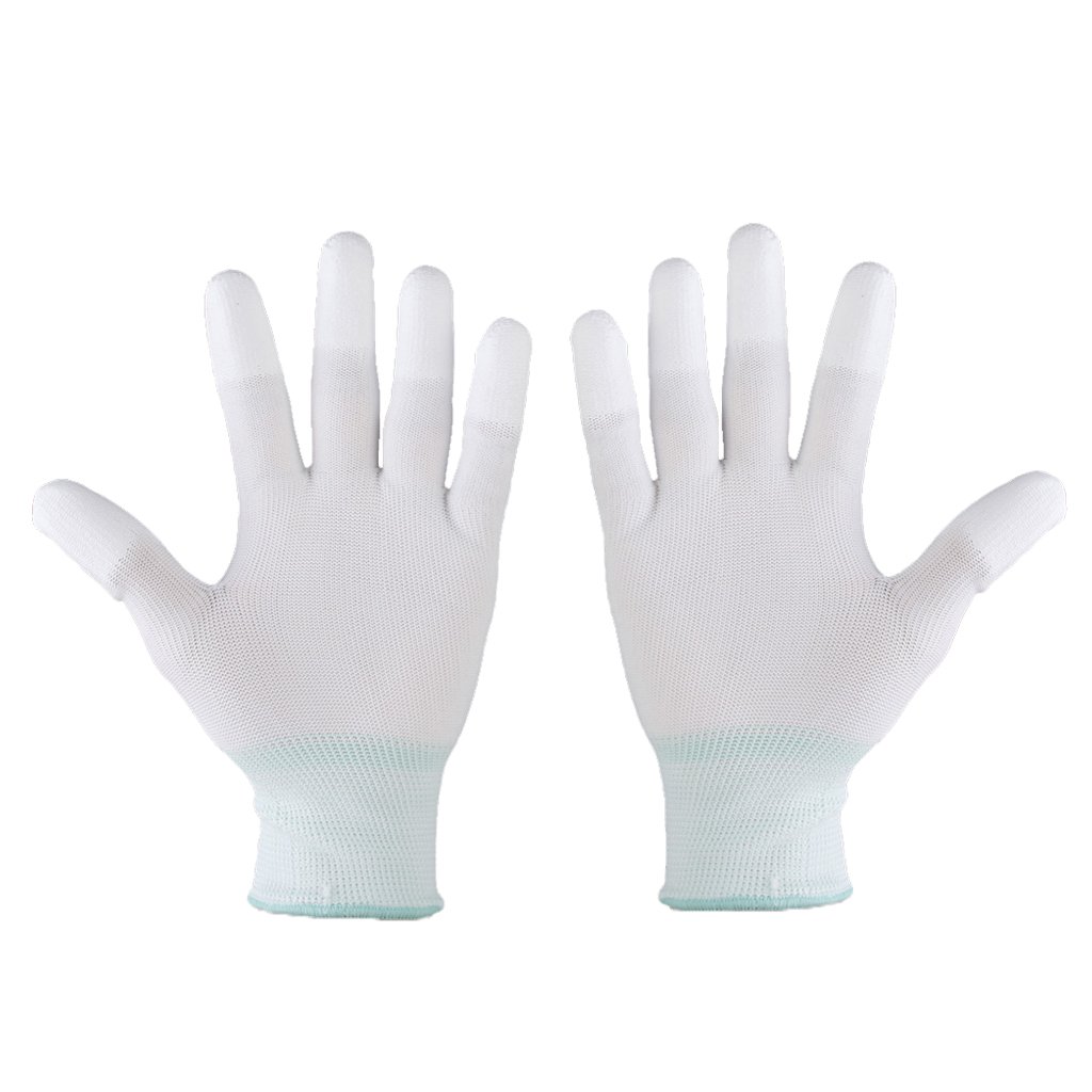 1 par de guantes de nailon para acolchar a máquina, acolchar, costura M, color blanco, blanco, medium