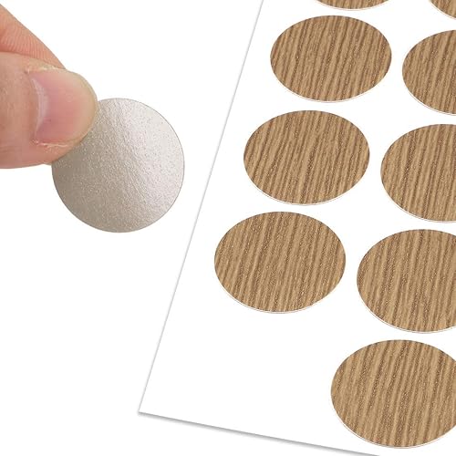 Miniatura 3 de uxcell Adhesivos autoadhesivos de plástico texturizado para muebles de madera, gabinete, estantería, placa de 0.827 in de diámetro, 108 piezas en 2
