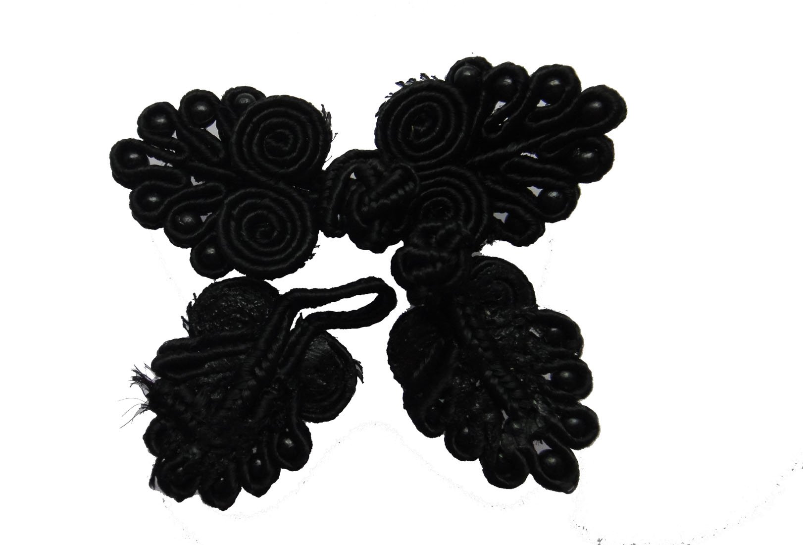 LYRACCES Chinese Frog Fasteners Knot Closure Sewing Buttons Cloth 6cm Pack of 10pairs(Black)