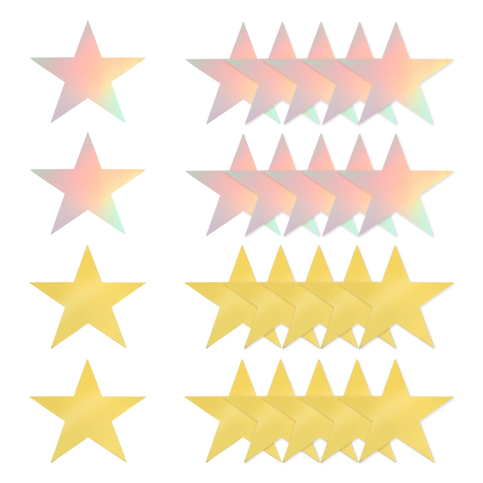 sourcing map 24 Pcs Stars Cutouts Decoration, 6" Double Printed Paper Stars Cutout Confetti Cardboard Stars Decorations for Bulletin Board Wall Classroom Party, Gold/Iridescent Silver
