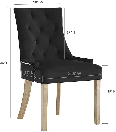 Miniatura 8 de Modway Pose - Silla de comedor tapizada de terciopelo con ribete de clavos en color marfil