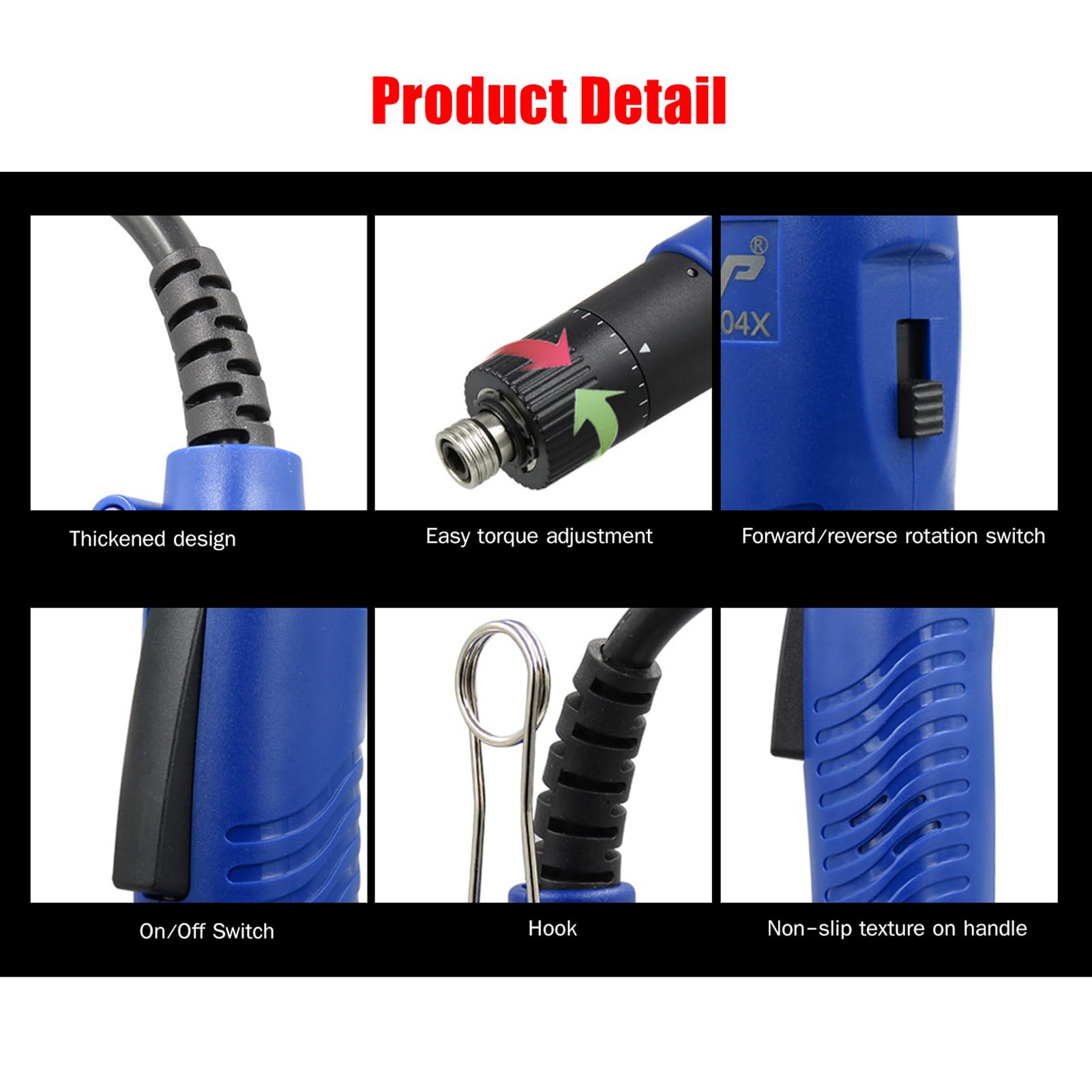 HUIOP Cacciavite elettrico AC 220V Cacciavite elettrico con cavo portatile Coppia regolabile 1/4 di pollice Strumento di riparazione del diametro della punta della vite