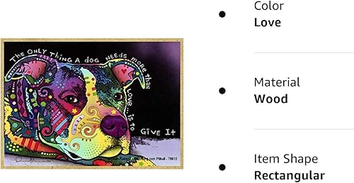 Miniatura 6 de SJT ENTERPRISES, INC. Pitbull  Lo único que un perro necesita más que amor es darle  Imán de madera para nevera  Artista Dean Russo  Fabricado en