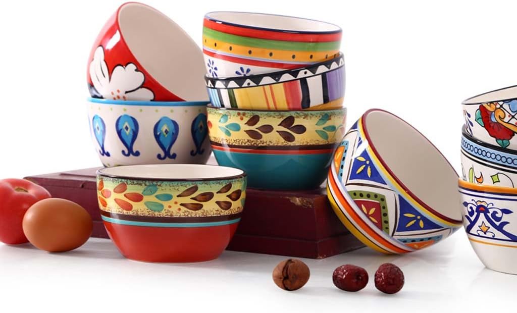 4.5inch Hand-Painted Ceramic Bowl, European Creative Household Utensils Rice Bowl, Breakfast Cereal Soup Bowl