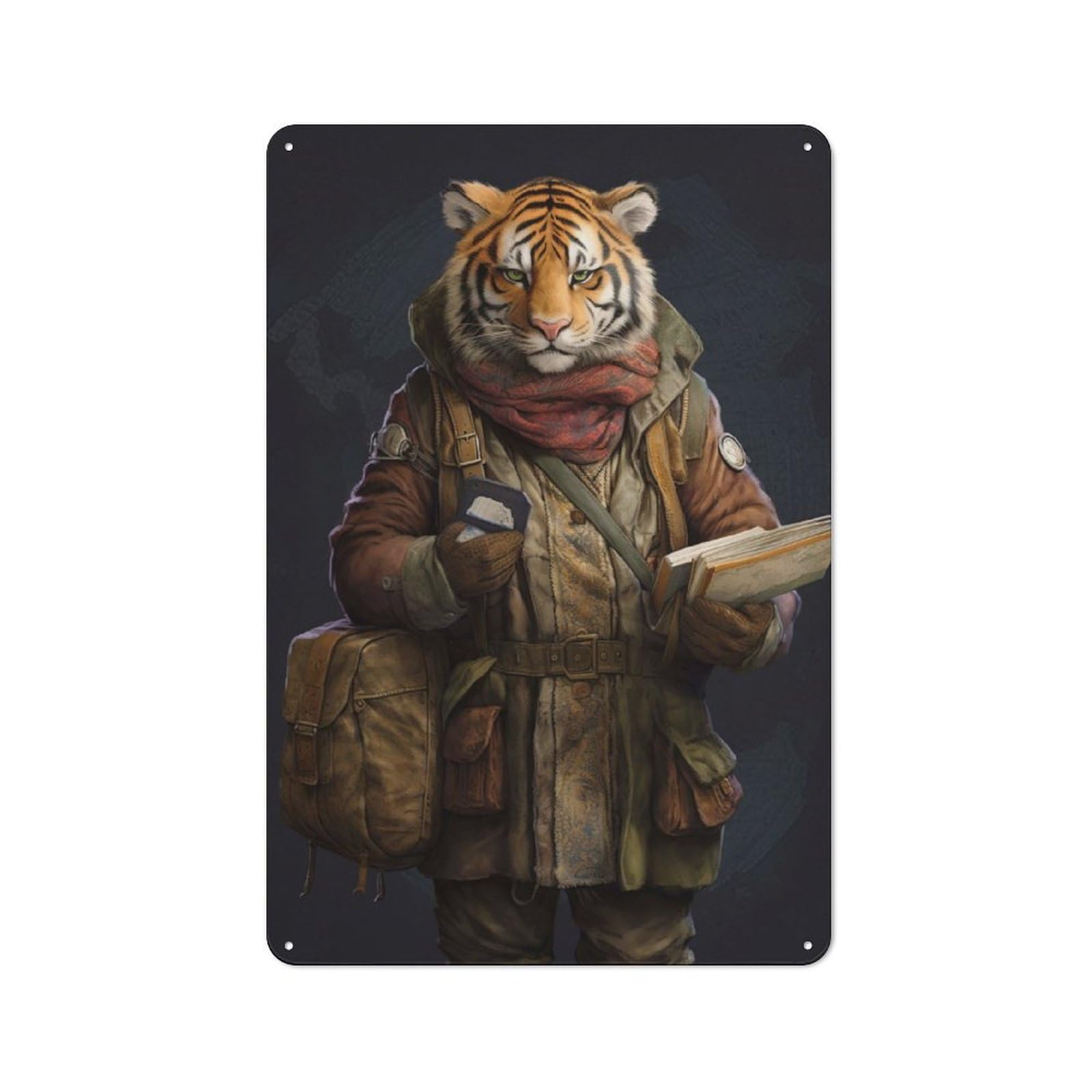 Junmoney Travel Guide Tiger Retro-Style Metal Plaque 30X20cm For Kitchen Or Home Bar, Gift For Home Bar Enthusiasts During The Christmas Season