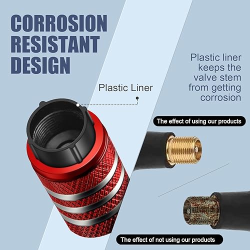 Vista 108 de Cubierta de tapón de válvula para neumático Paquete de 5 tapas de aire de metal, forro de plástico, resiste la corrosión, contra fugas, de rock and