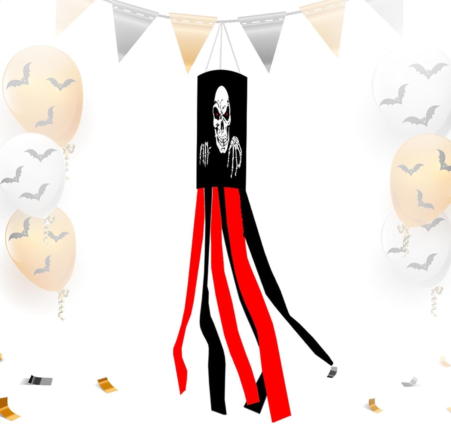 Halloween Wind Sock Skull Decorative Long Spooky Flying Garden Decor image 5