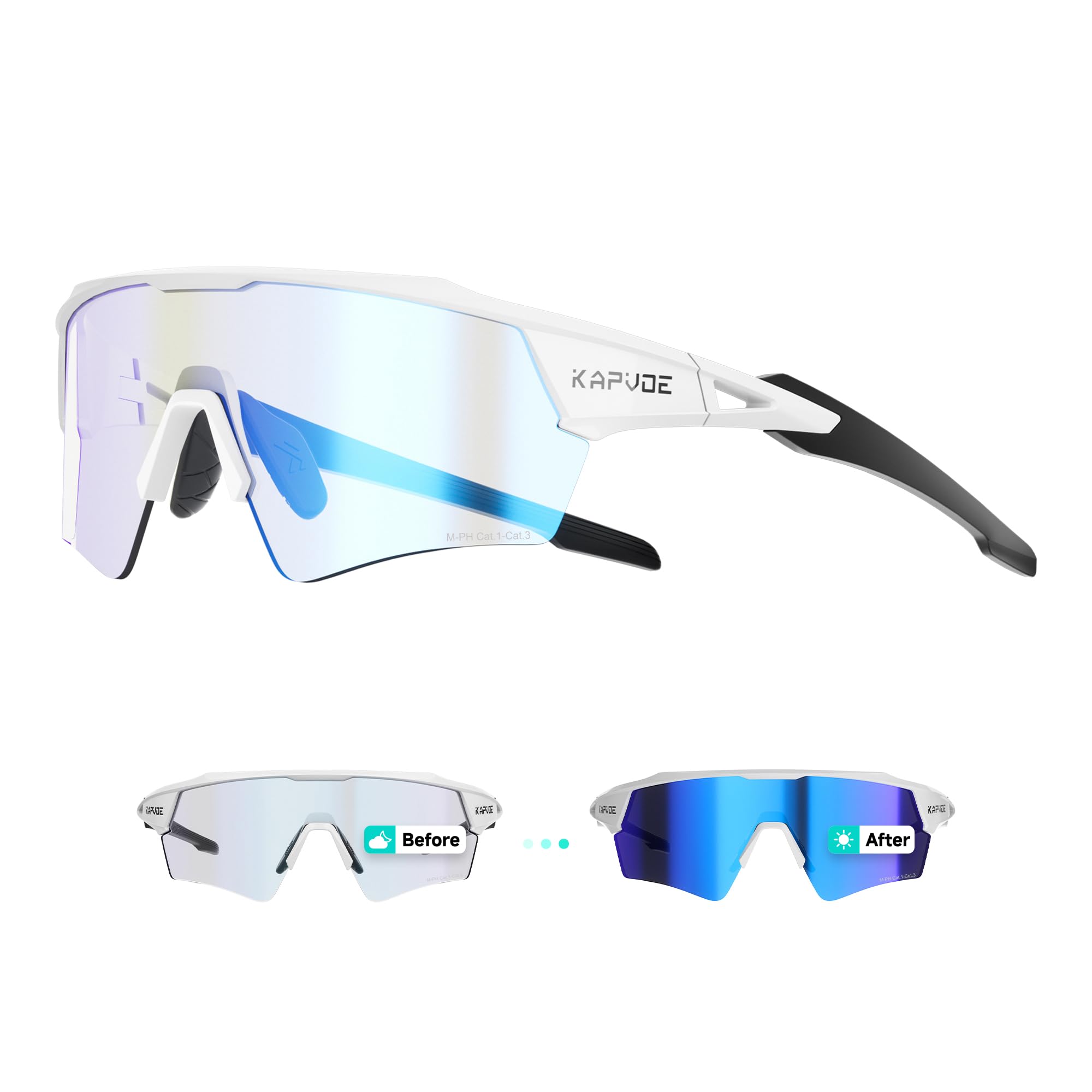 KAPVOE Photochromic Cycling Sunglasses for Men and Women K198