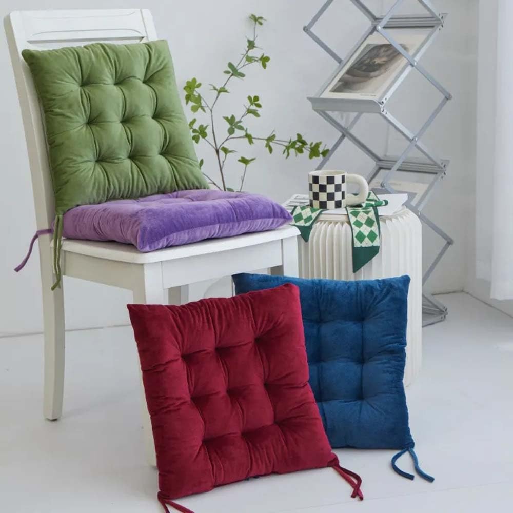 Uministyle - Lot De 2 Coussins De Chaise Douillets Et Attachés Pour Cuisiner, Travailler Ou Voyager – 40x40 Cm (Bleu + Café)