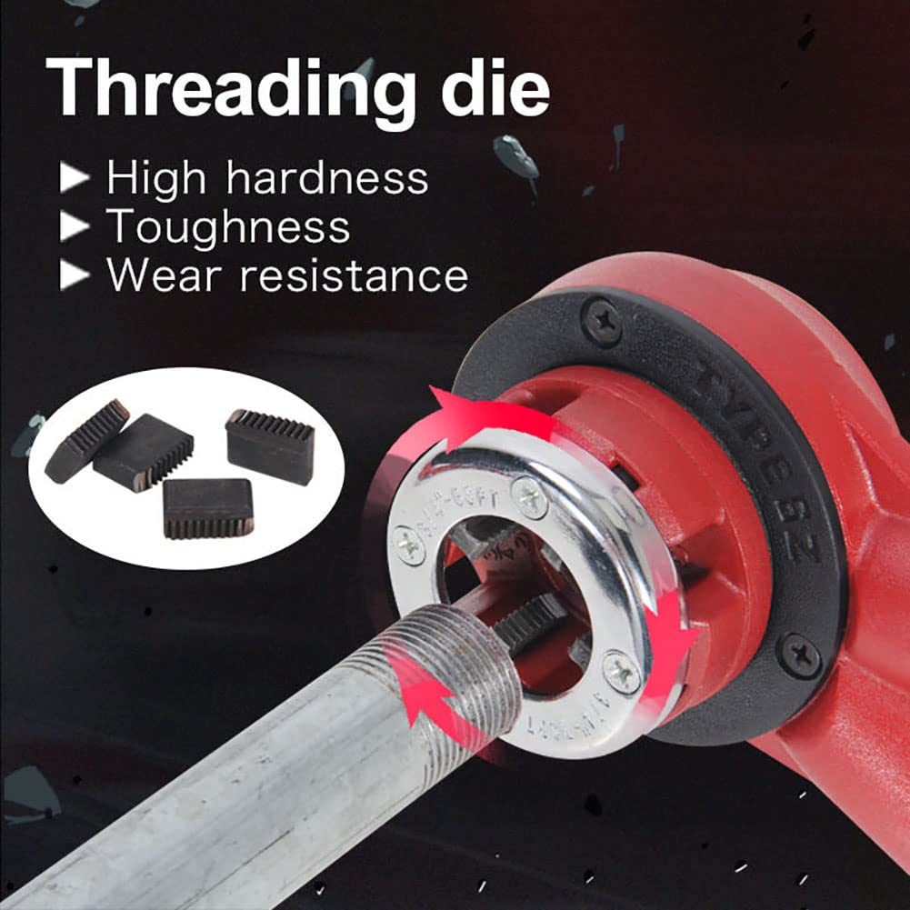 Pijpdraadset, Handmatige loodgieter pijpdraadset, Ratcheting Pipe Threading Tool Set met Opbergkoffer (4 matrijzen-1/2 3/4 1 1-1/4