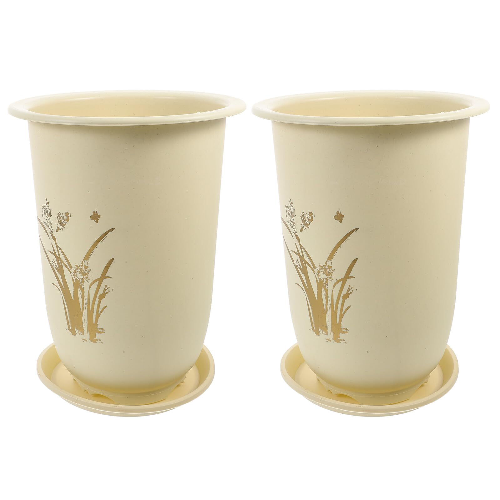 Pot à orchidées design délicat en résine blanche et rigide avec sa soucoupe