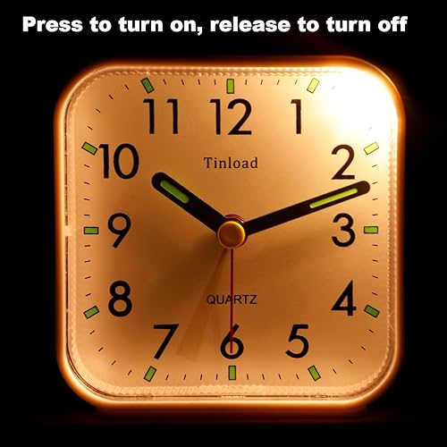 Miniatura 6 de Reloj despertador analógico de viaje con batería pequeño, silencioso, sin tictac, suave despertador, sonidos de pitido ascendente, repetición,