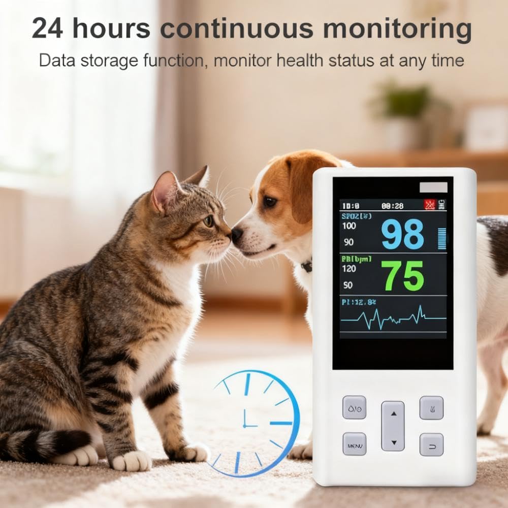 Veterinary Pulse Handheld Pulse for Animals 24 Hours SPO2 Pulse Rate Monitor Alarm (H100 for Adult)