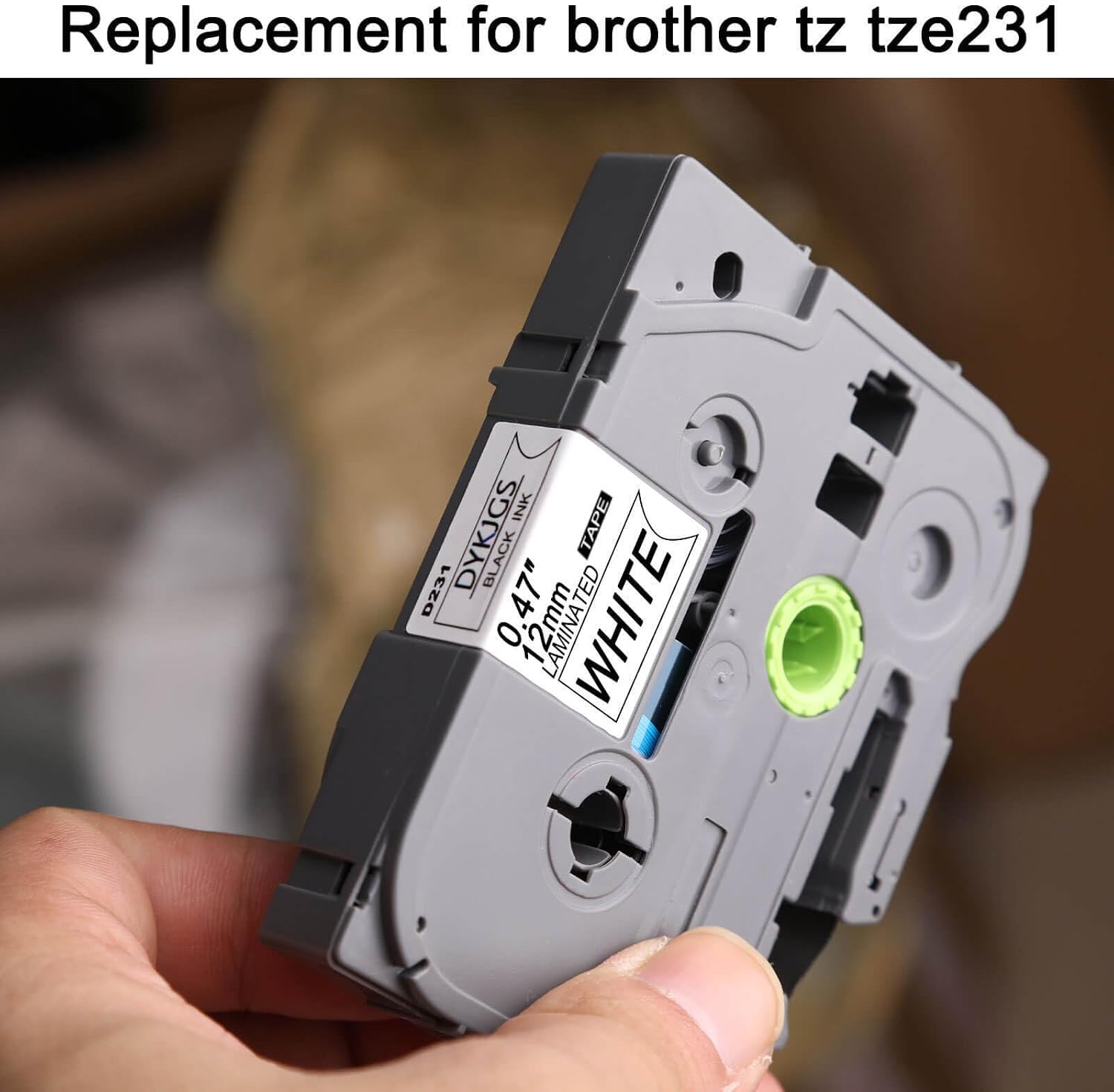 Label Printer Tape Compatible with C231 12mm 0.47in,Black on White image 2