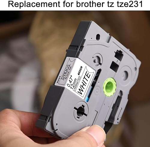 Miniatura 6 de Cinta de etiquetas compatible con Brother tz tze231 0.472 in, 0.47 pulgadas, negro sobre blanco, repuesto para Brother ptouch cinta de etiquetas