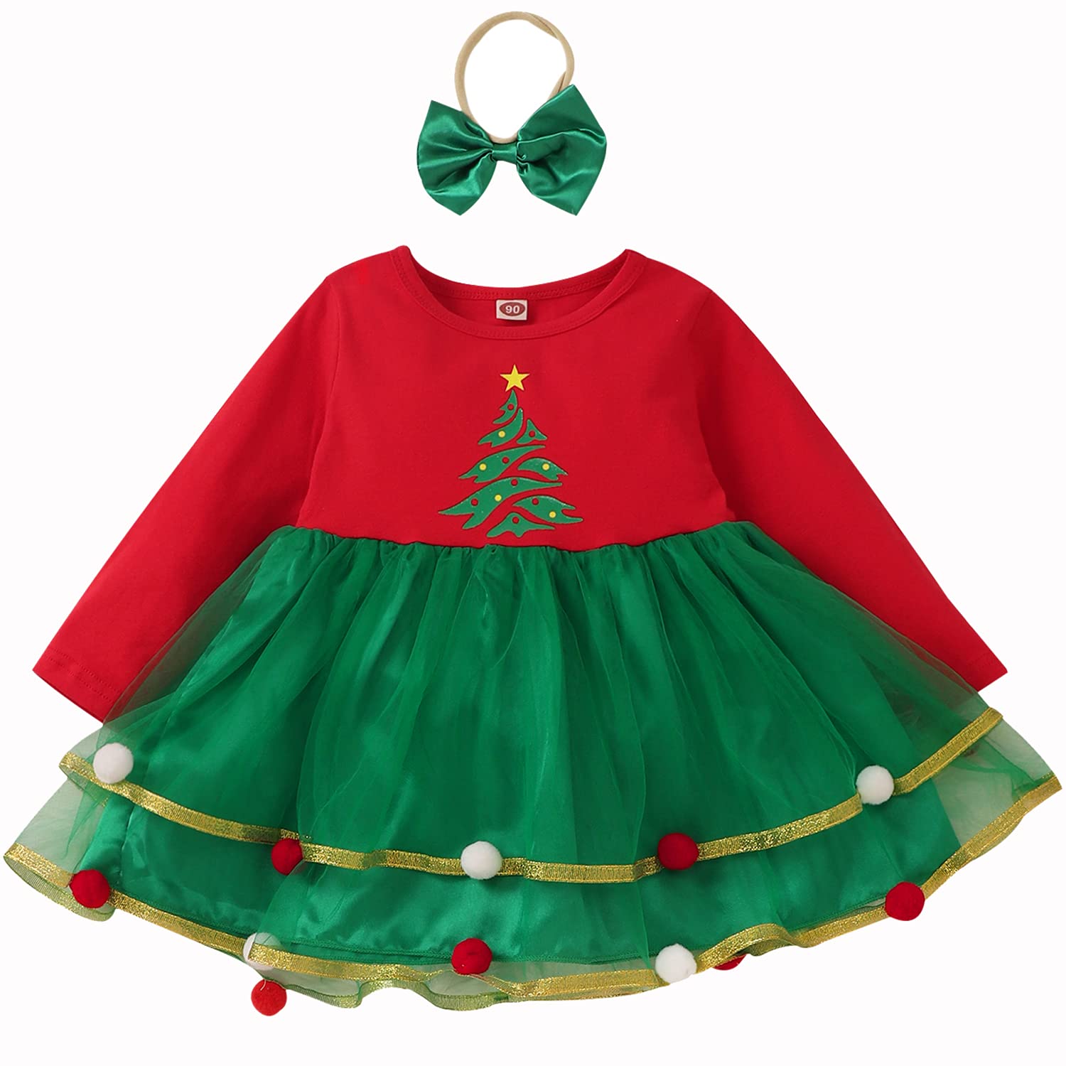 Toddler Baby Girl Christmas Outfit Dress Infant Girls Tutu Tulle Dresses Xmas Clothing Outfits