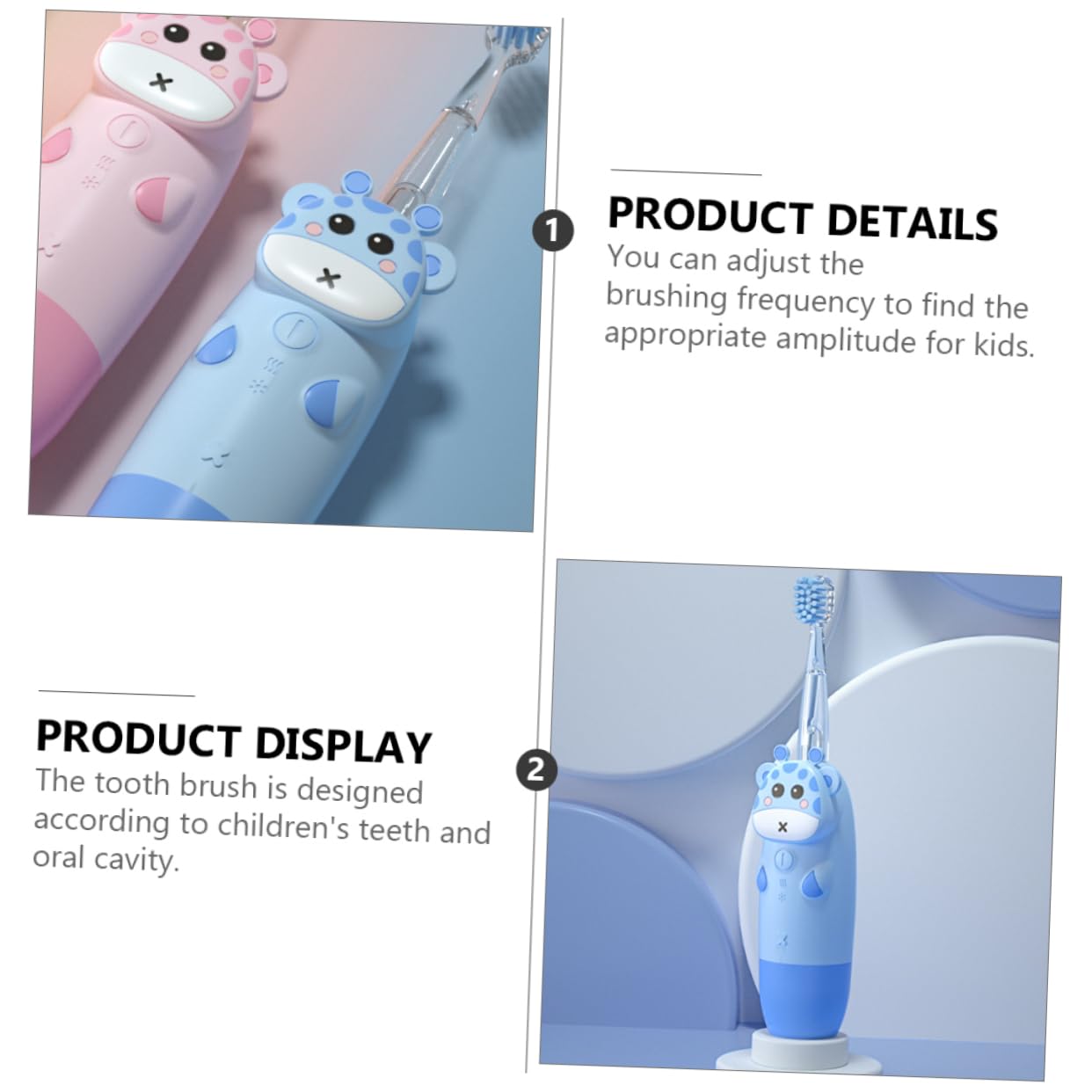 Cepillo de Dientes Sónico 1 Set para Niños Frecuencia Ajustable, Material Pc Adecuado para Cuidado Dental Infantil y Uso Diario
