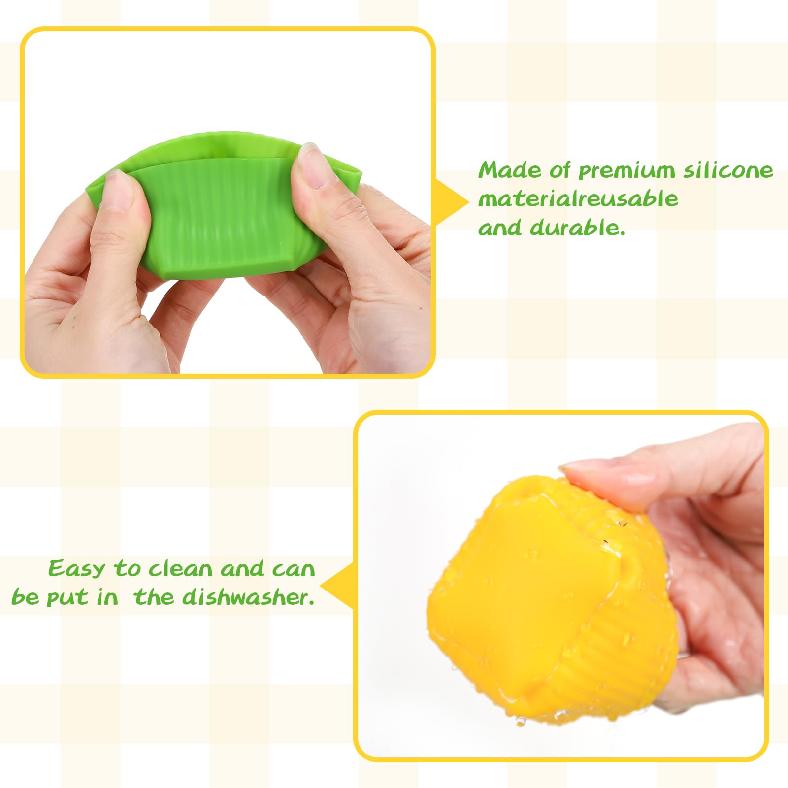 6 Pack Colorful Silicone Cake Molds Non-Stick Square Cupcake Molds Reusable Oven, Microwave and Dishwasher safe