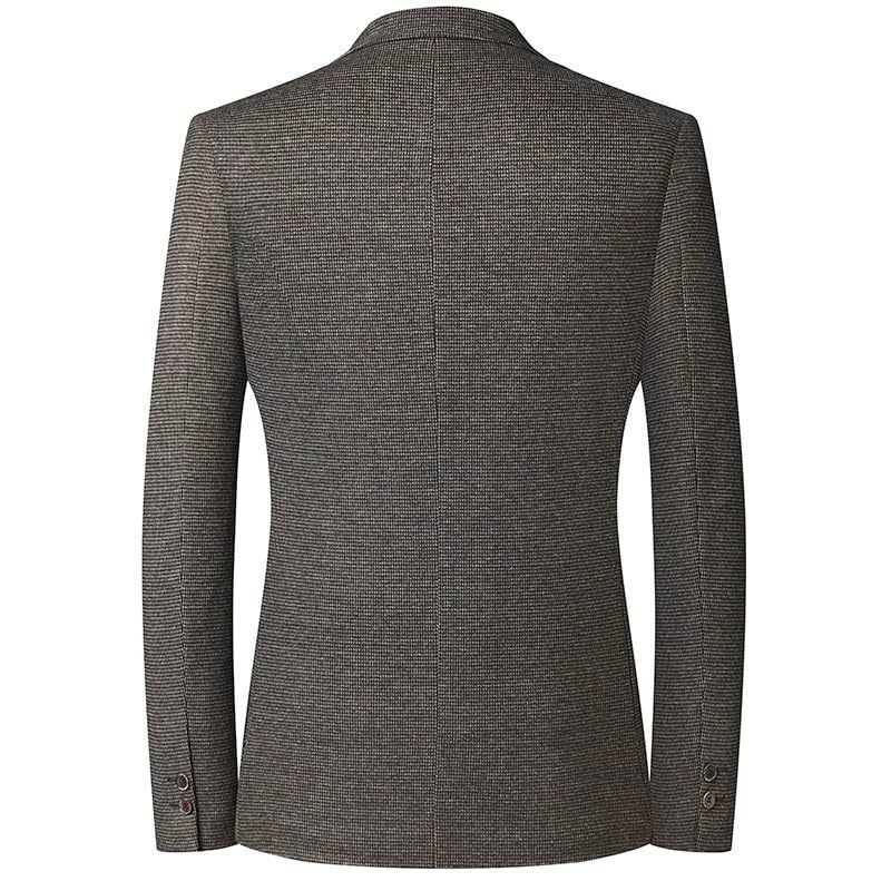 Men's Plaid Slim Fit Autumn Korean Style Business Casual Suit Jacket Middle Aged Sport Coat2