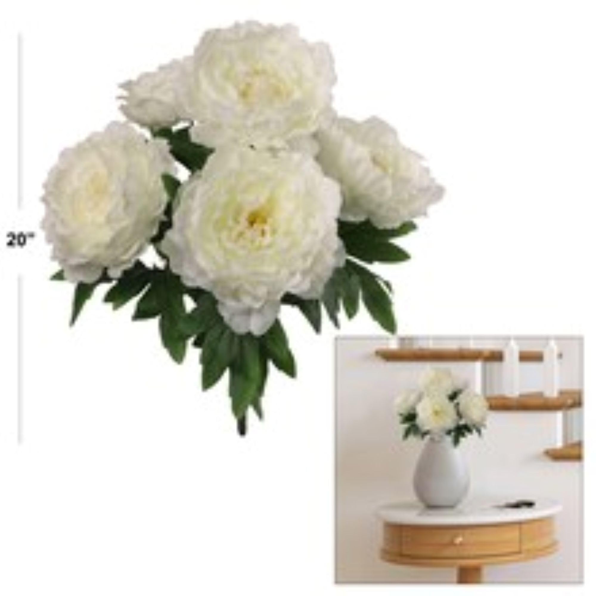 Larksilk 2 PC Peony Bush w/ 5 Silk Blooms 20