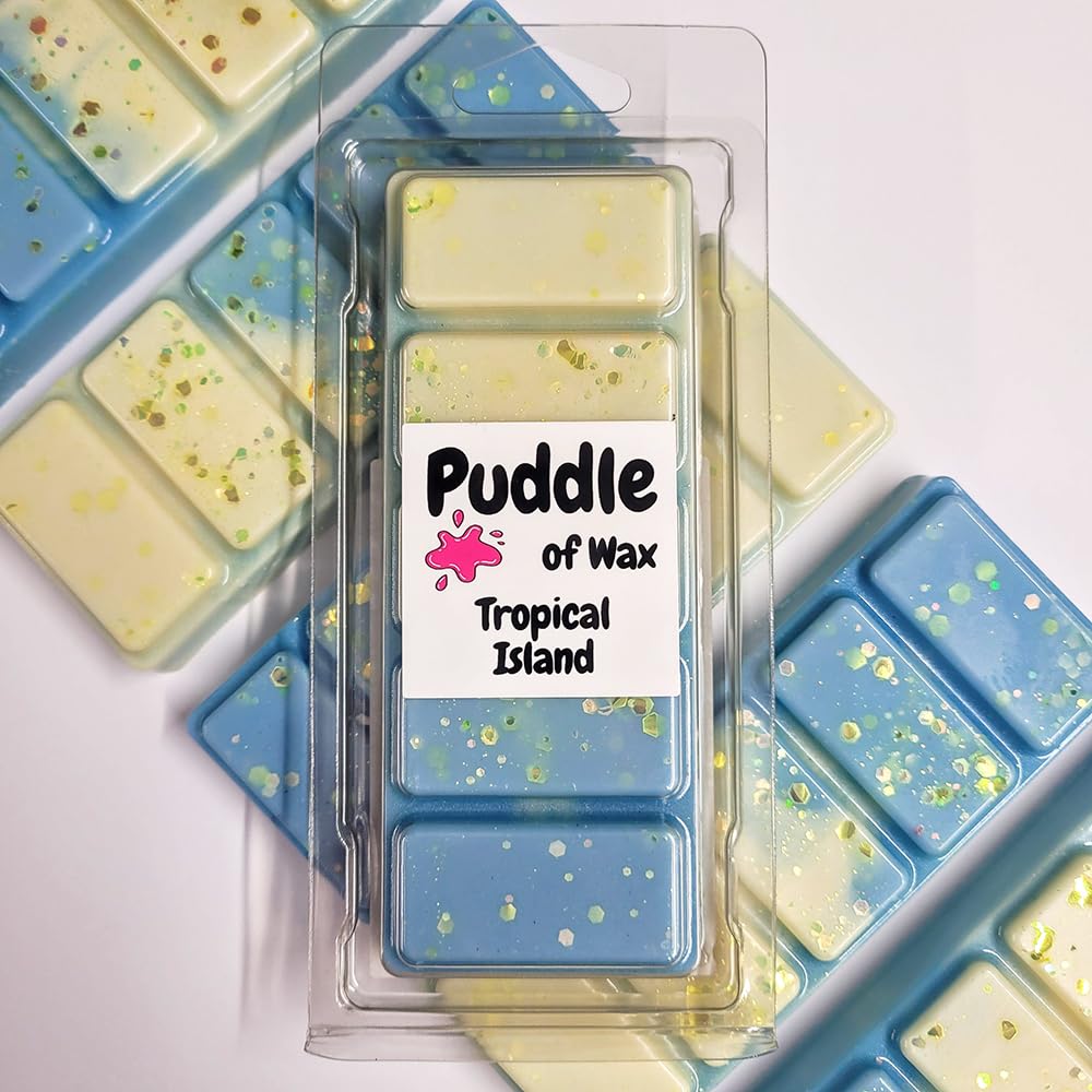 Puddle of Wax - Tropical Island Soy Wax Melt Snap Bar - 50g - Fruity Scent - Vegan Friendly - Made in the UK