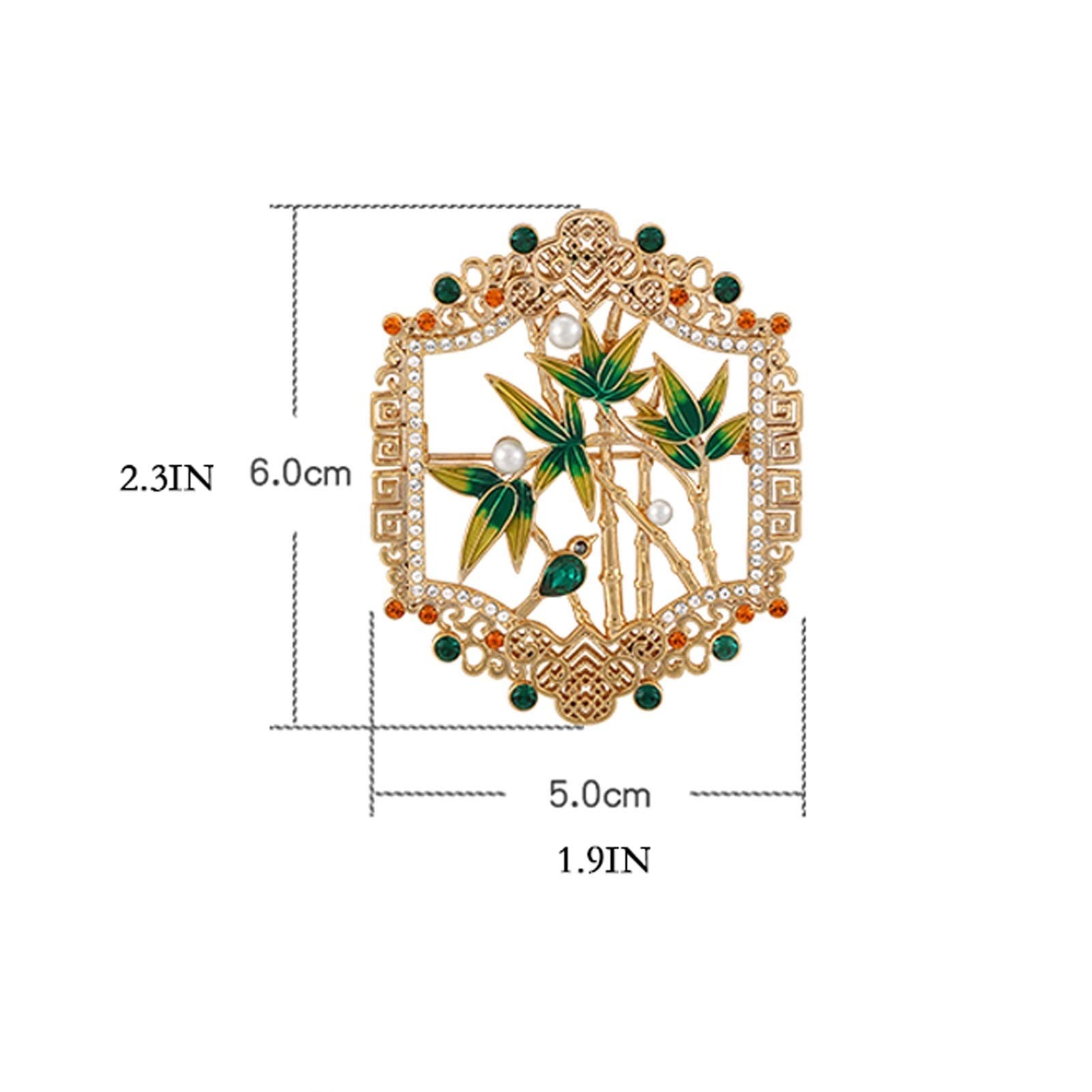 Broche Elegante único bambú Verde Broche de Solapa Bufanda Ropa Corsage Damas cumpleaños Boda Boda Accesorio Accesorio joyería Decorativo broches