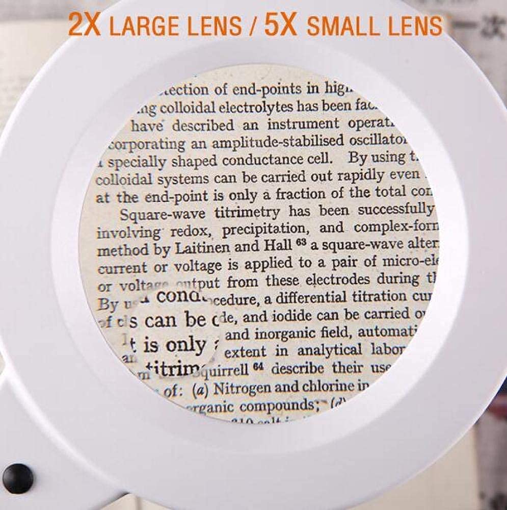 JOZZY Lupa,Lámpara de Escritorio Plegable con 19 LED Regulables y 3 Luces LED de luz Diurna, 2X 5X Mesa Manos Libres - Manualidades Lectura Joyería Soldadura Costura Hobby Inspección Universal
