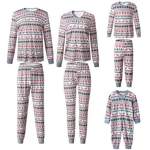 Christmas Family Matching Pajamas Set Santa Claus Sleepwear Classic Plaid Xmas Outfits for Adults,Kids,Newborn Baby (Deer, Women/ XL)