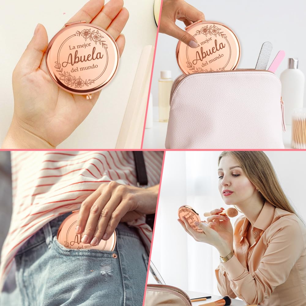 Regalo Abuela CumpleañOs Regalos para Abuelas Regalos para El DíA De La Madre Espejos Compacto De Oro Rosa Espejo Maquillaje, Regalo Originales para Mujer La Mejor Abuela del Mundo — view 7