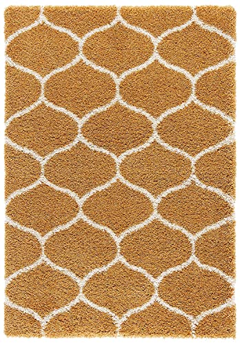 Image of Super Ultra Modern Soft Shaggy Handcrafted Anti-Skid Silk Touch Carpet, Size 10x12 Feet, Color Gold