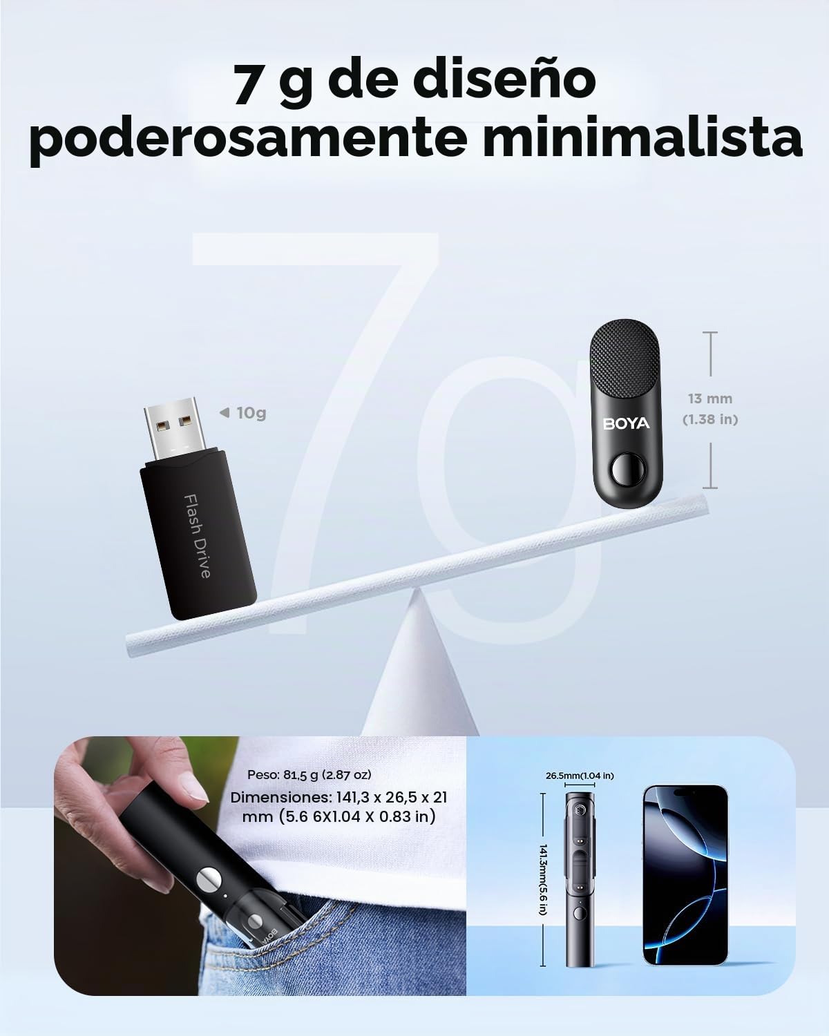 BOYA Magic Mini micrófono de Solapa inalámbrico para teléfono móvil (2TX+3RX), 48 kHz/24 bits, 30 Horas, para iPhone/Android/PC/Cámara Vlogs, entrevistas, Youtube TikTok livestreaming