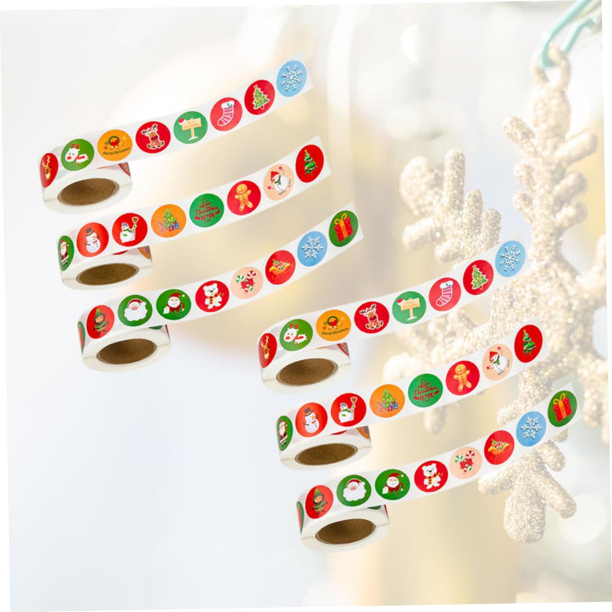 VILLCASE 3 Set Di Adesivi Rotondi Natalizi Autoadesivi Adesivi Sigillanti Festivi Fatti A Mano Decalcomanie in Rotolo Per Bomboniere Di Sacchetti Di Caramelle 6 * 3