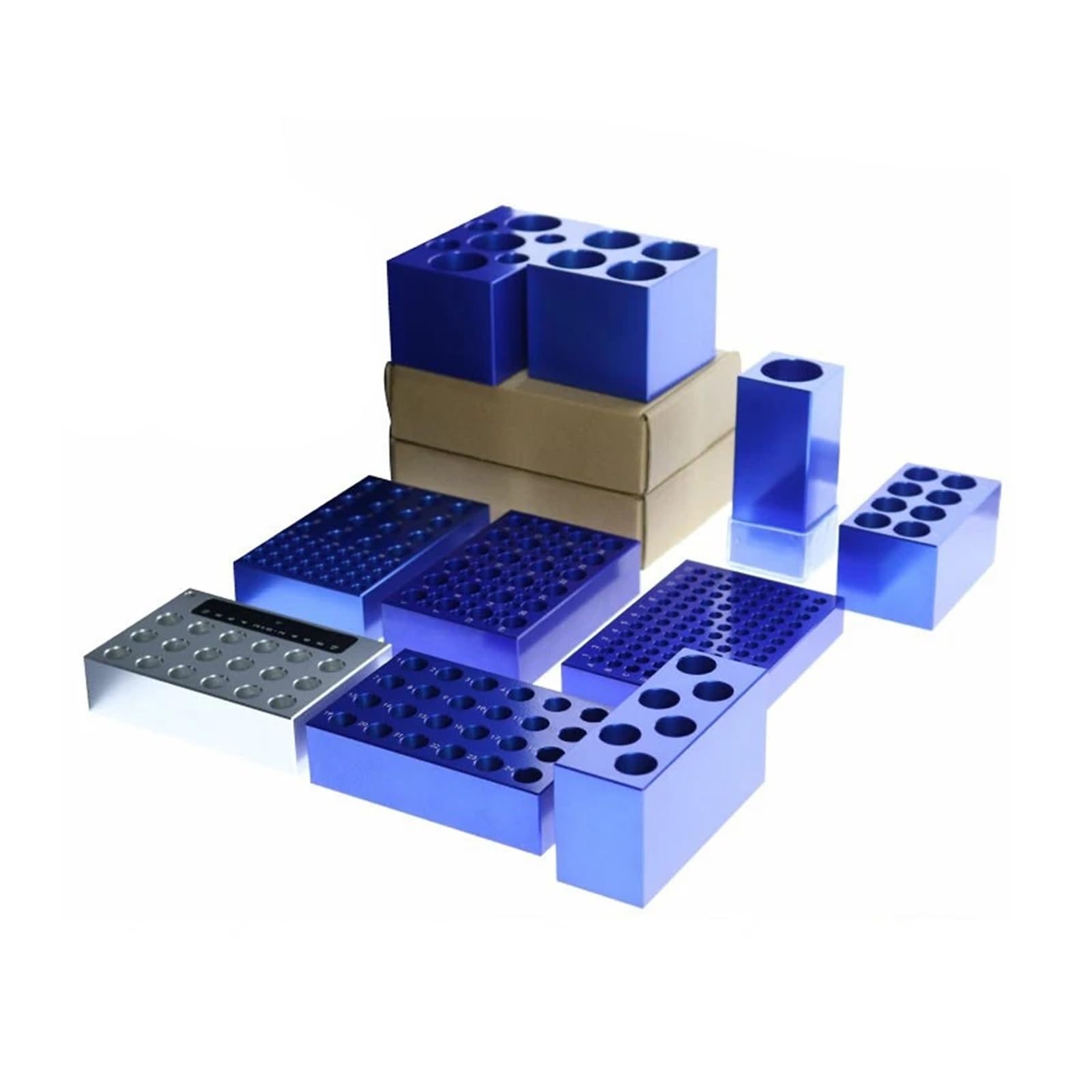 1pc PCR Kühler Niedertemperatur-Thermostat vorgekühlte Aluminium-Eisbox 0,2/1,5/2/5/10/15/50ML(50ml 4 well)