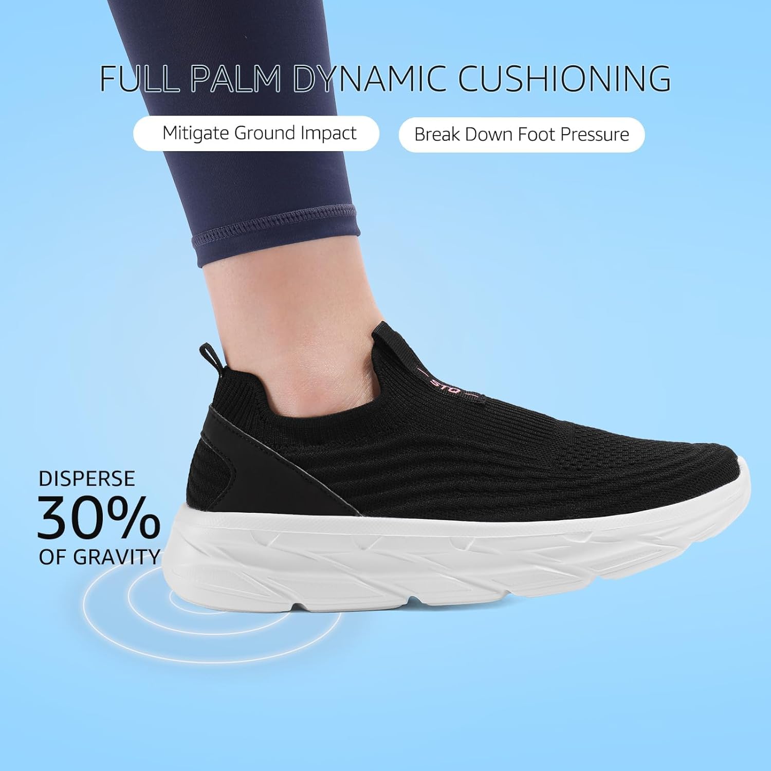 STQ Women's Slip on Sneakers Wide Toe Box Walking Tennis Shoes Cushion Sole Comfortable Orthopedic Arch Support Breathable Plantar Fasciitis Non-Slip Athletic Gym Workout Shoe - Image 5