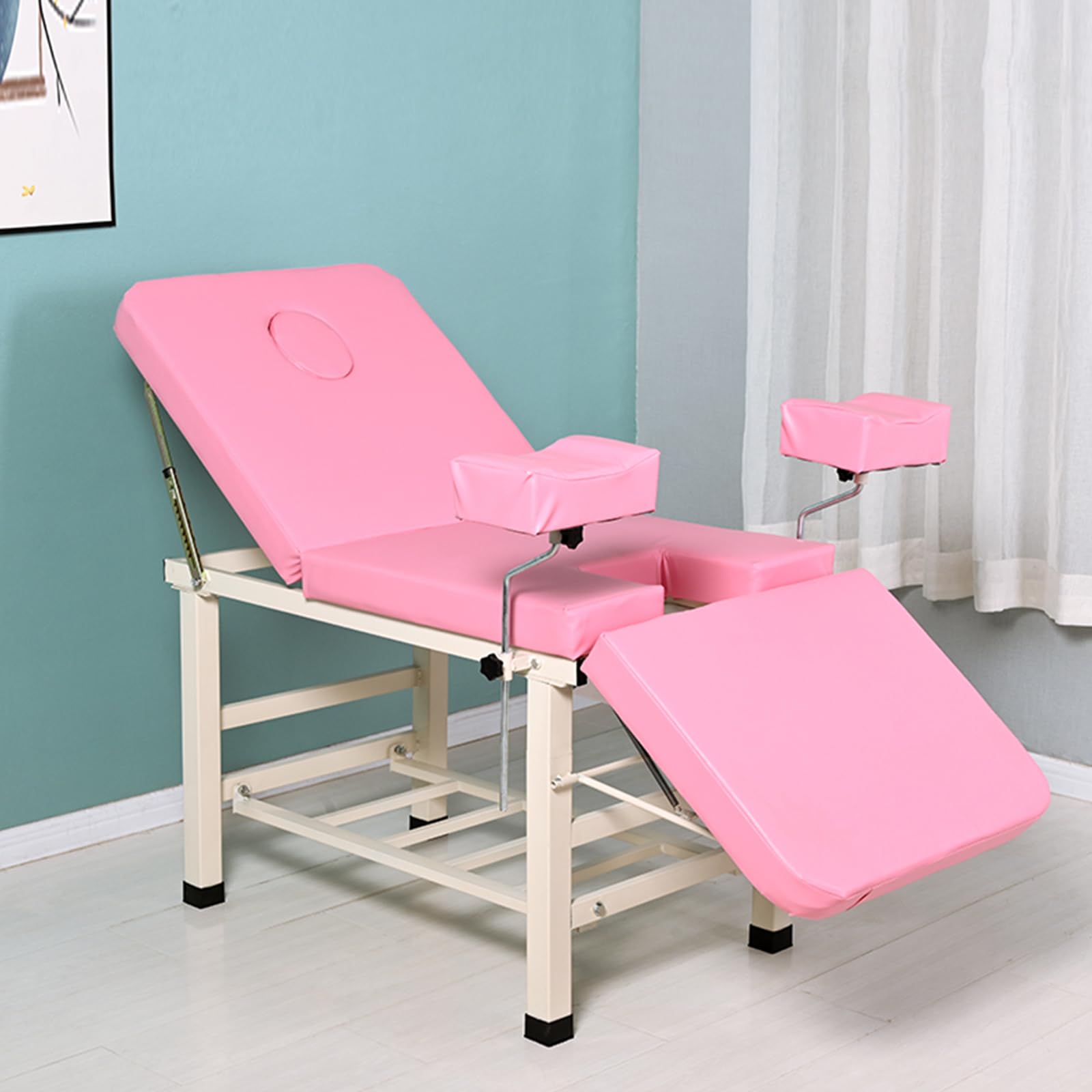 LINLIUA Lettino per Visita ginecologica, Attrezzature infermieristiche, Letto per chirurgia prenatale, Schienale Regolabile, Lettino Spa, Trattamento ginecologico per la Salute Femminile A Pink