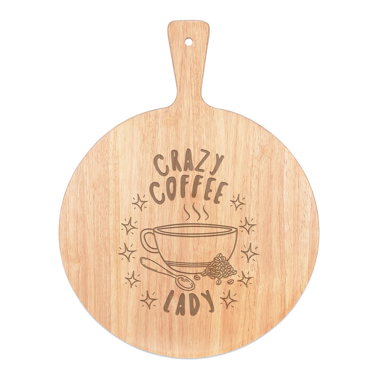 Plateau de service en bois rond 45x34cm avec poignée pour pizza et apéritif