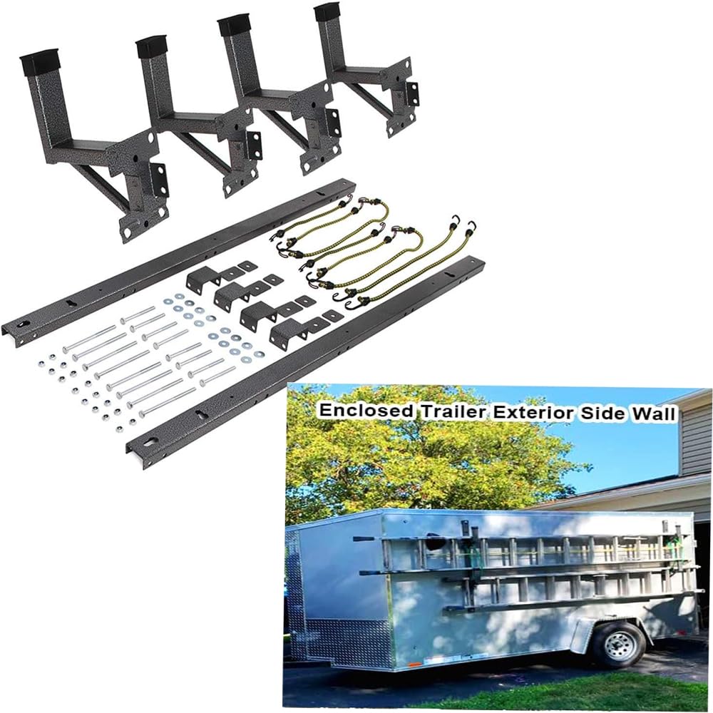 Adjustable Trailer Ladder Rack for Enclosed Trailers – Exterior Side Wall Mount
