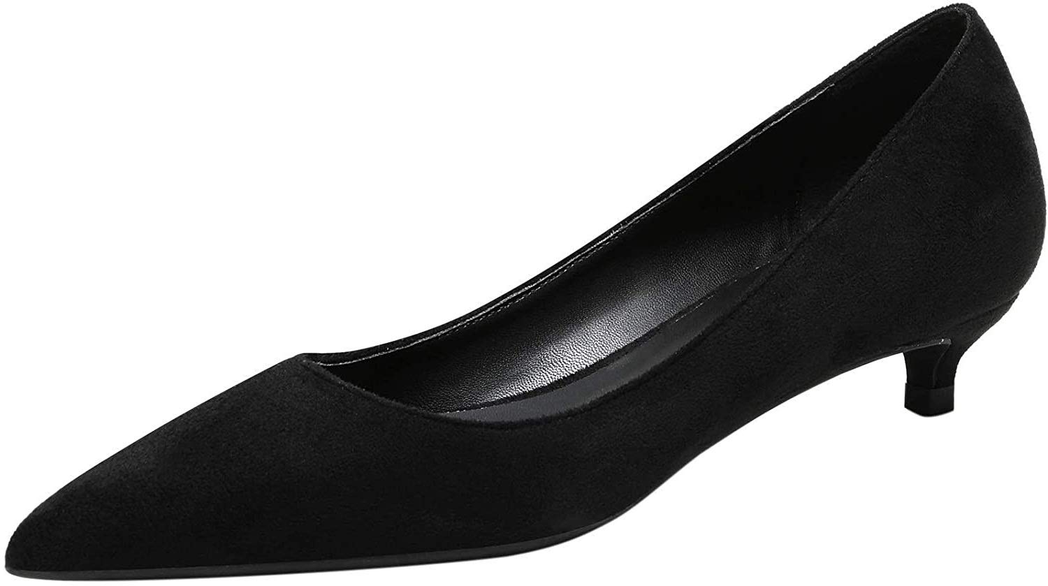 BIGTREE Shoes for Women Heels and Pumps Closed Toe Low Kitten Heel Slip On Classic Basic Shoes