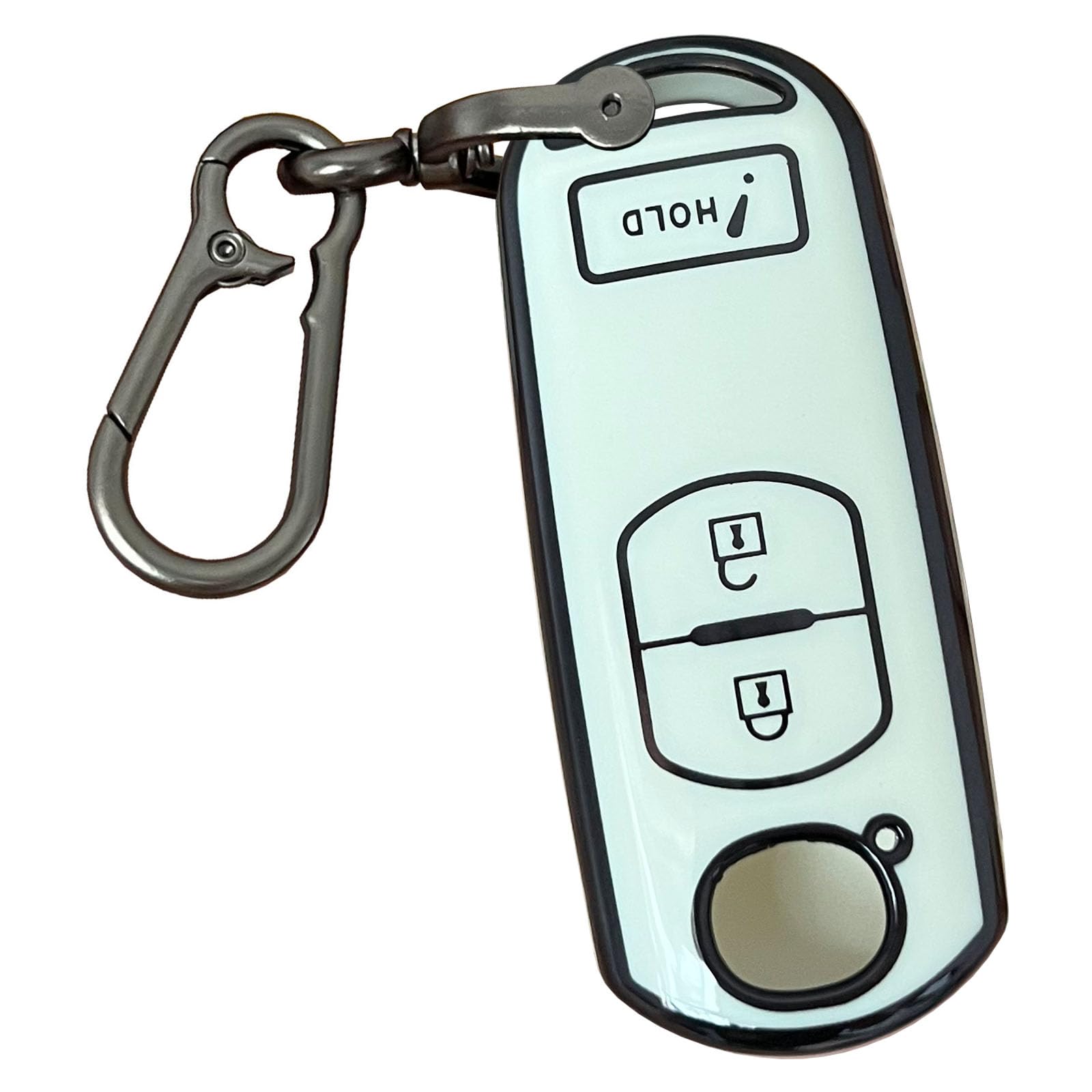 for Mazda Key Fob Shell Keyless Entry Systems Fit for Mazda 3 6 CX-3 CX-5 CX-7 CX-9 3 Buttons Smart Key Cover Case (Black-White)