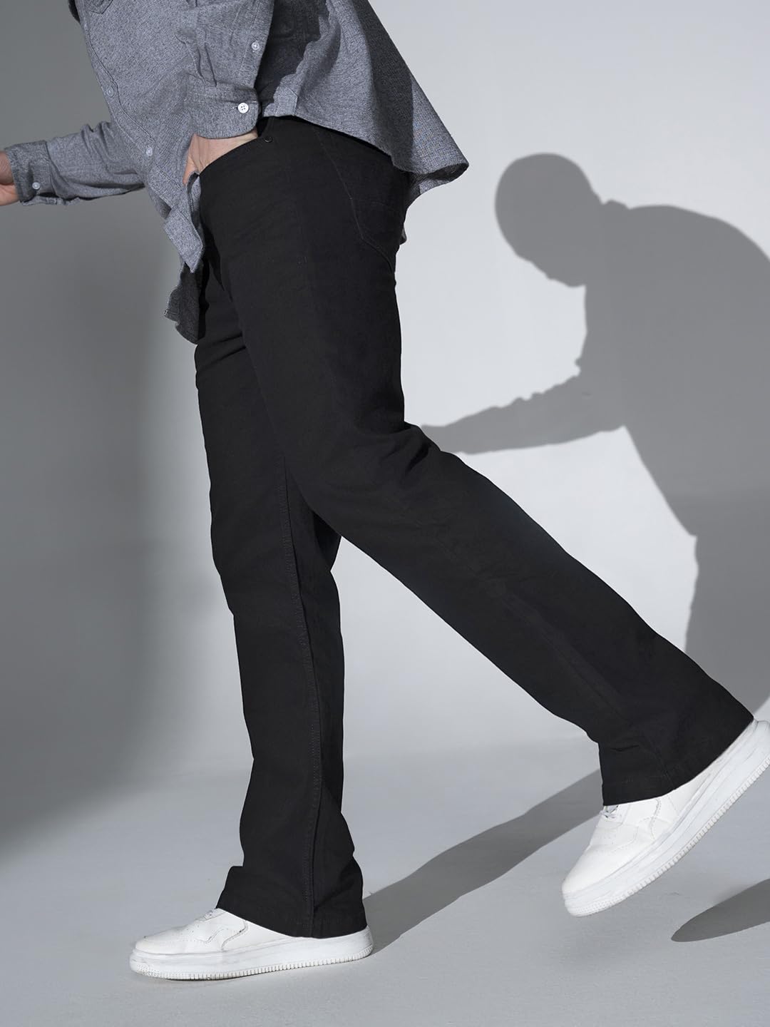 Hubberholme Męskie czarne dżinsy Regular Boot Cut Fit HHMJNW23502A_BK