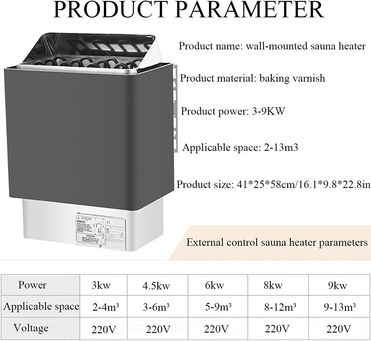 Stufa a Vapore per Sauna, riscaldatore Elettrico per Sauna in Acciaio Inossidabile, riscaldatori per Sauna Commerciali con Design a Parete, per saune domestiche, palestre (6KW)