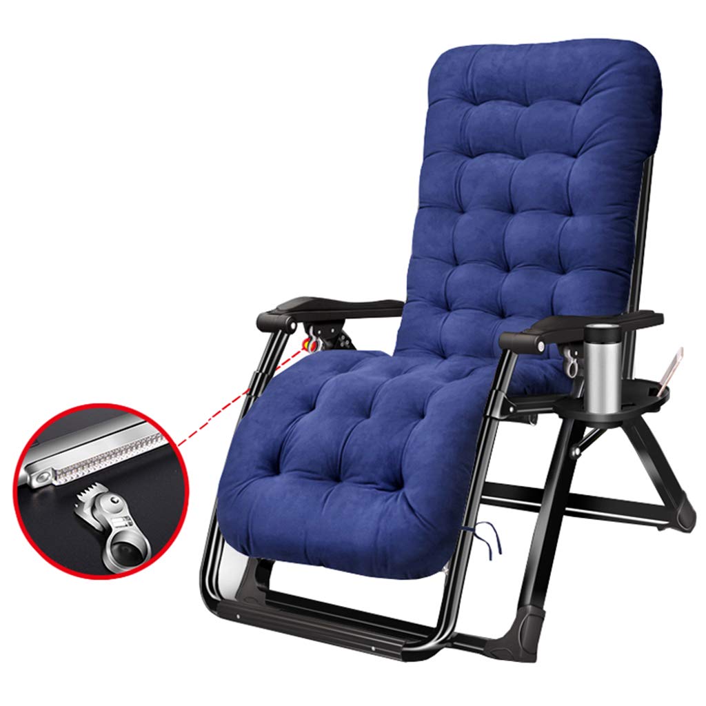 Chaise de patio zéro gravité avec coussin bleu pour soulager le dos, relax de jardin