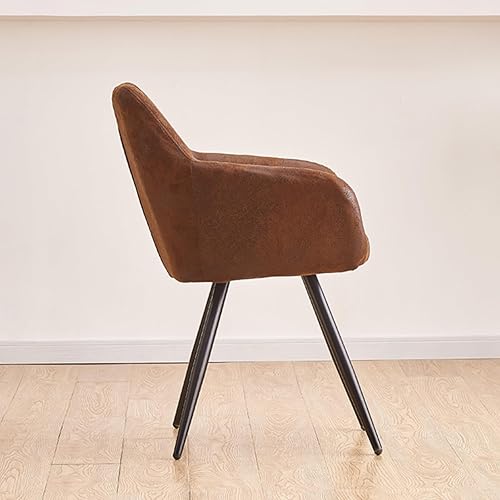 Miniatura 5 de Juego de 2 sillas de comedor tapizadas de mediados de siglo, silla moderna de gamuza con patas de metal negro para cocina, sala de estar, recepción,