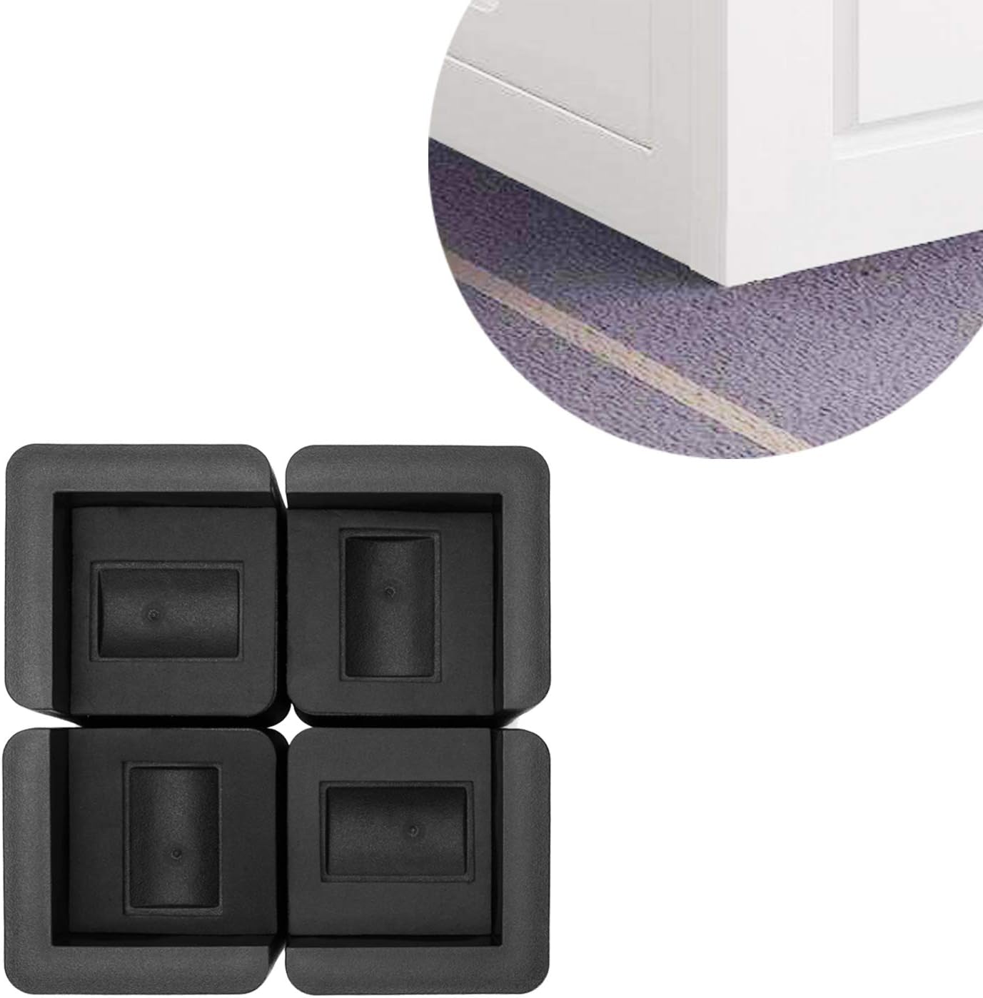 BTSD-home Bed Risers 3 Inch Heavy Duty Bed Lifters for Wheels 4 Pack Table Sofa Couch Legs Risers Height Extenders Black