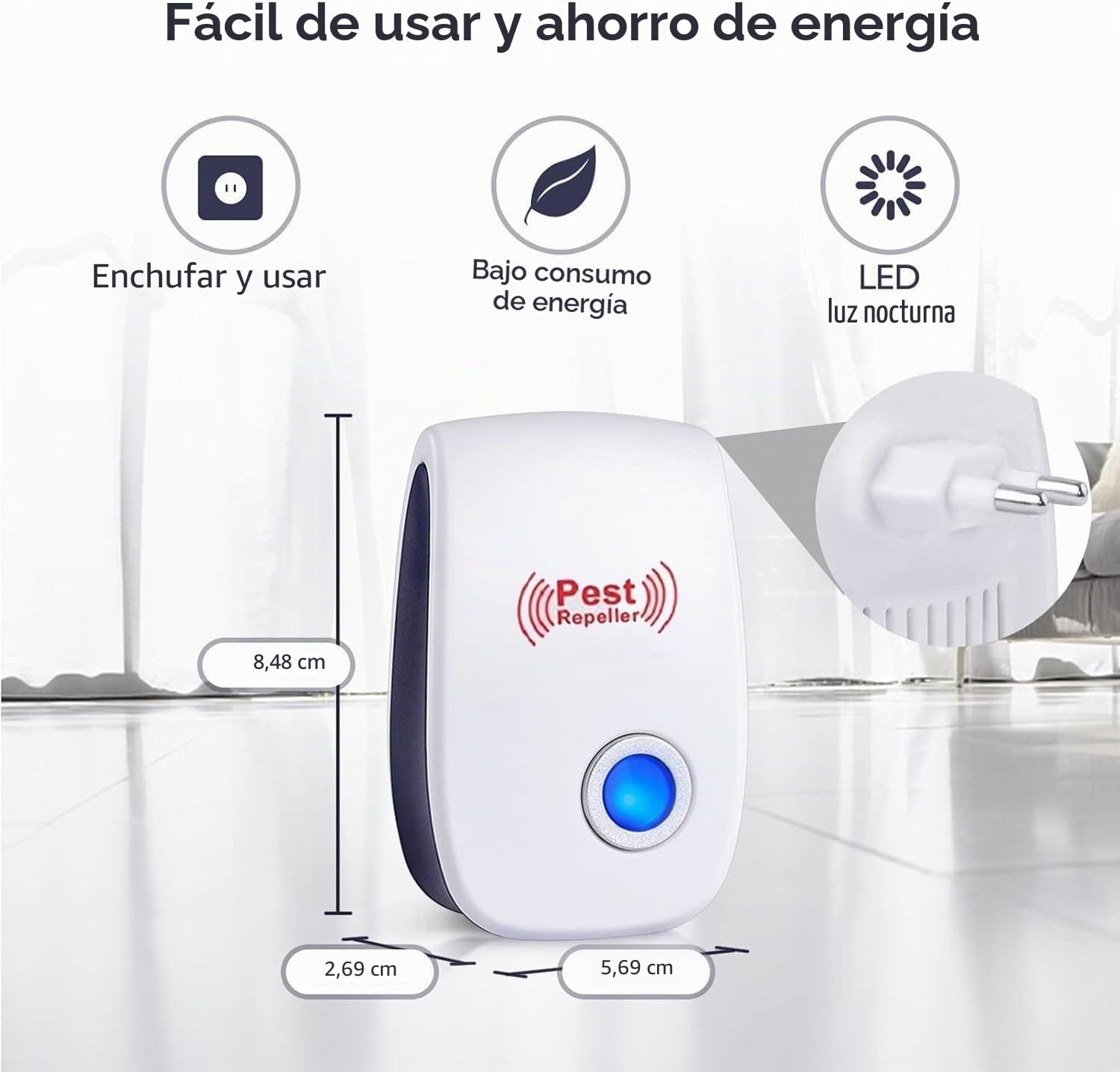 Repelente Ultrasónico de Plagas, 6 Pack Electrónico Repelente Mosquitos Control de Plagas, Repelente Ultrasónico Mosquitos para Anti Moscas, Ratones, Cucarachas, Arañas, Roedores