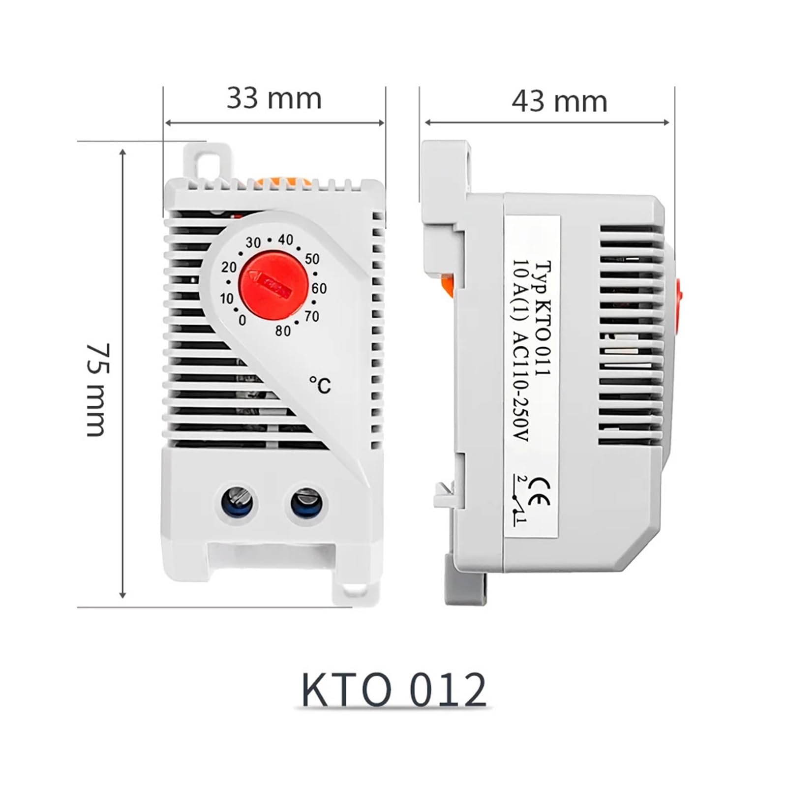 KTO011 mechaniczny termostat bimetaliczny, 3 sztuki, regulator temperatury do szaf rozdzielczych, do regulacji grzejników.