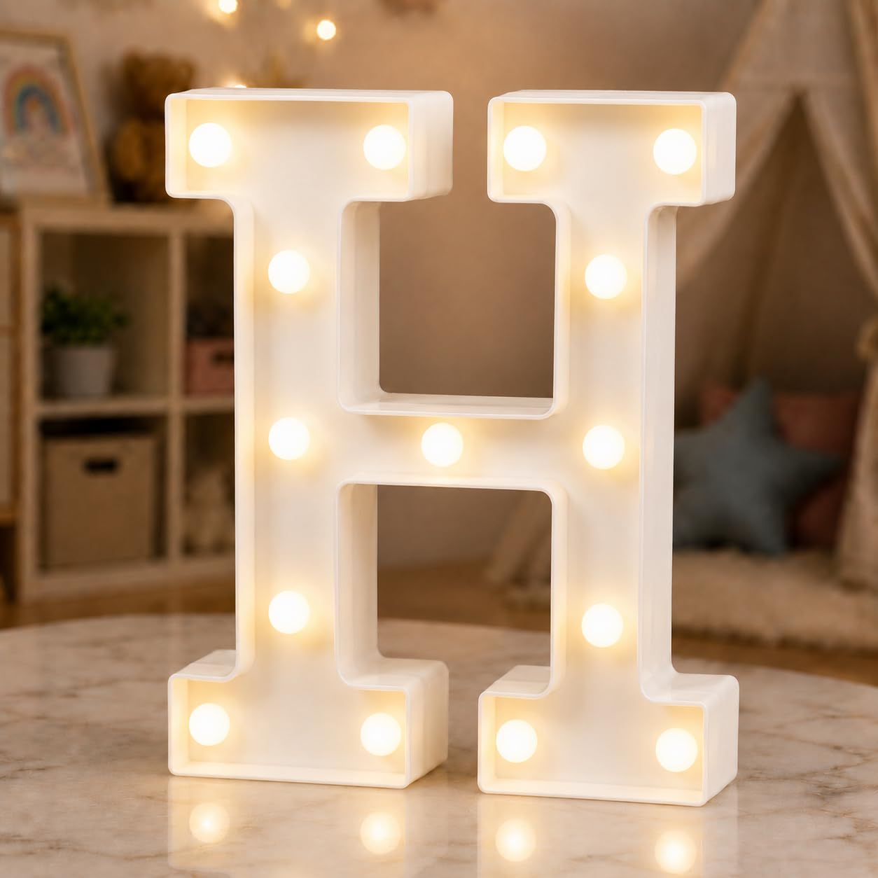 HXWEIYE Light Up Letters H, 8.58 Inch Battery Opearted, 15 LEDs