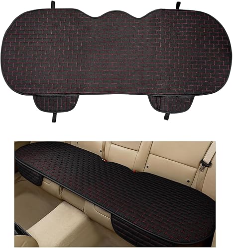 Miniatura 7 de Funda de Asiento de Carro de Lino, Protector de Banco con Fondo Antideslizante, Almohadilla de Asiento Trasero con Bolsillos de Almacenamiento, Gris