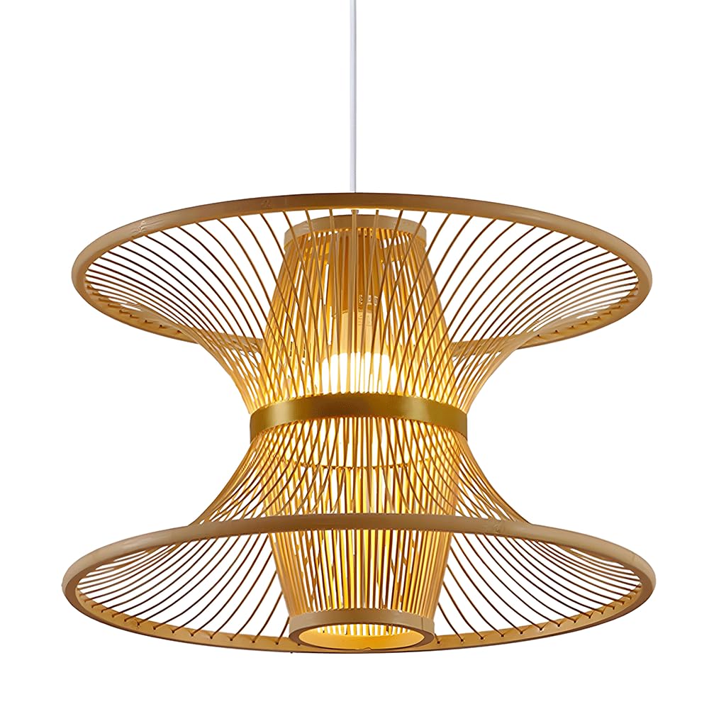 AYQJMD Hand-Woven Rattan Pendant Light, Rattan Chandelier Boho Wicker Hanging Lighting Fixture Farmhouse Coastal Hanging Lamp for Kitchen Island Dining Room Bedroom Foyer Entrance