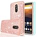 ZTE Max XL Case,ZTE N9560 Case with HD Screen Protector for Girls Women,LeYi Luxury Glitter Cute Design [PC Silicone Leather] Dual Layer Protective Phone Case Cover for ZTE Max XL / N9560 TP Rose Gold